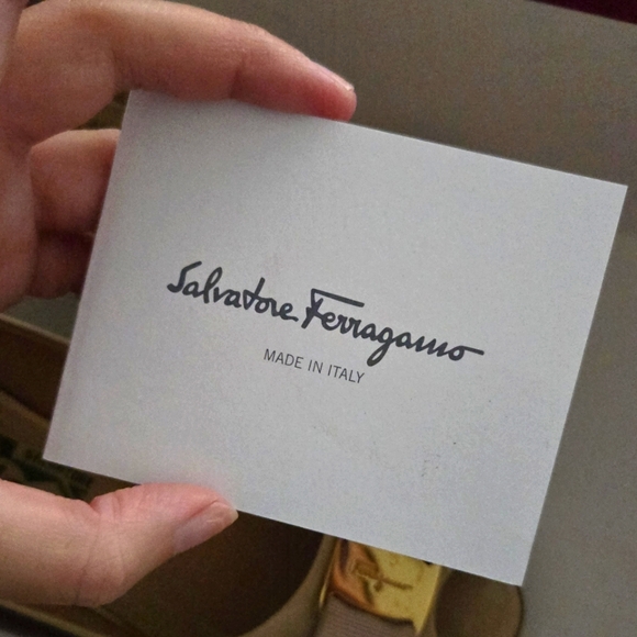 Salvatore Ferragamo SissiNude Wedge Heals with Gold Detail Bow - Picture 6 of 7